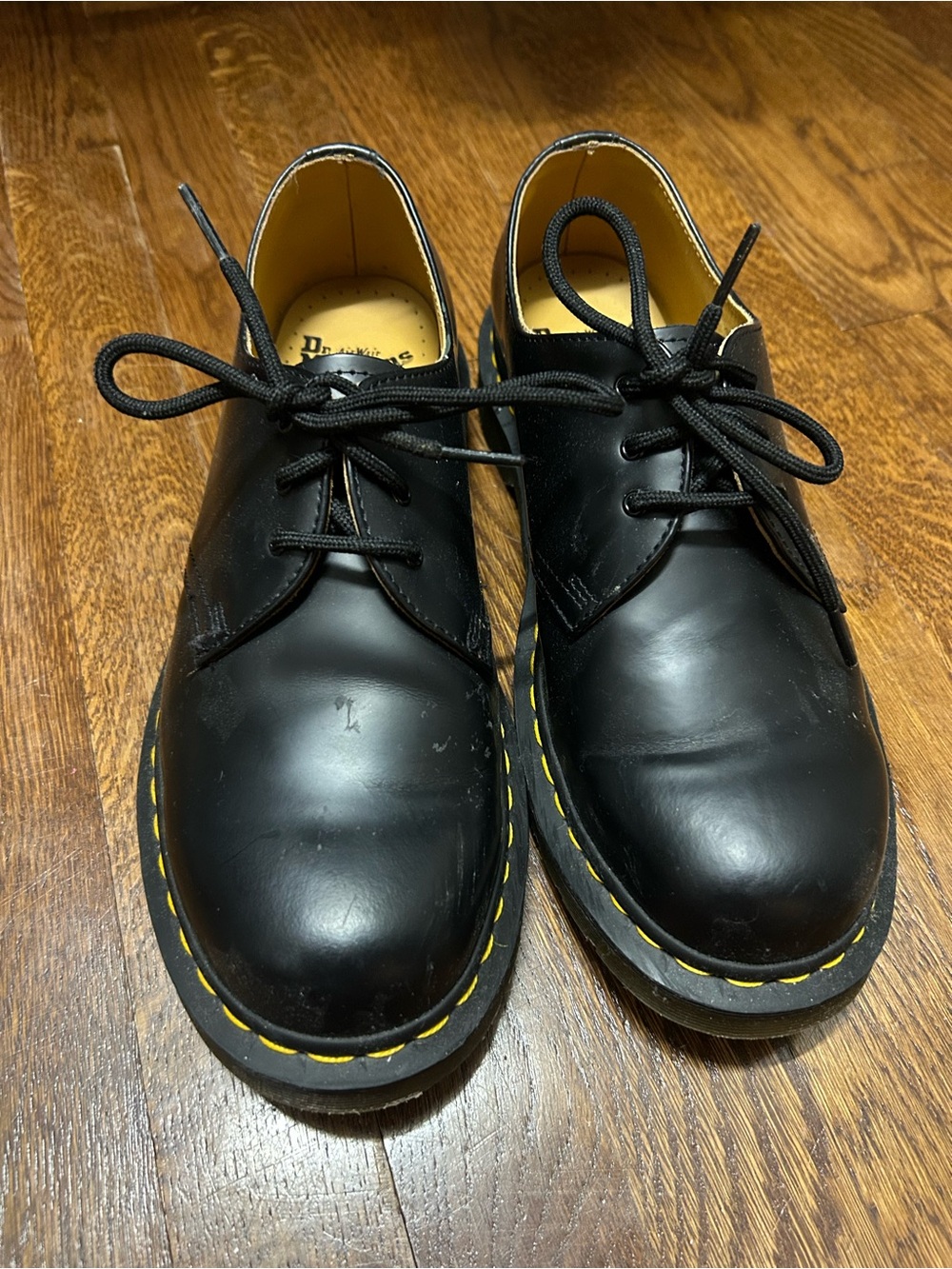 Dr. Martens Black with Yellow Stitching 1461 SMOOTH LEATHER OXFORD SHOES